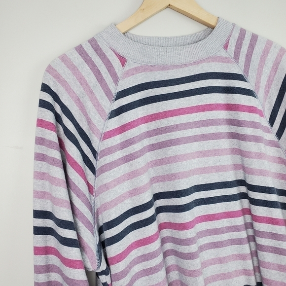 American Eagle Gray Purple Striped Crewneck Sweatshirt XS - Picture 2 of 7